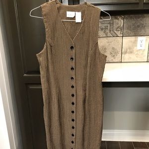 Sleeveless Size (12) Button Dress, Brn/Blk check